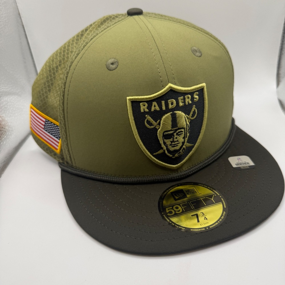 New Era 59FIFTY Las Vegas Raiders Salute to Service Fitted Hat 7 3/4 Olive Green